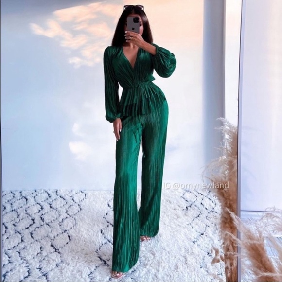 Zara Green Pleated Blouse S - Picture 5 of 12